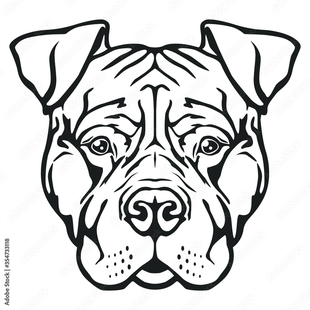 American Pitbull Terrier Face Dog. Breed Famous Dog. Cut Vector File. Symbol Illustration Design. American Pitbull Terrier Face Dog. Breed Famous Dog. Cut Vector File. Symbol Illustration Design.