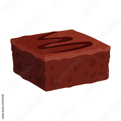 Chocolate brownie on white background