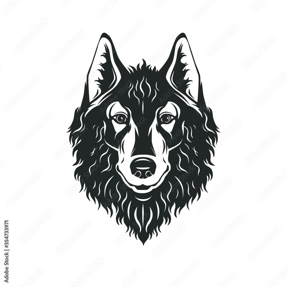 Fototapeta premium Wolf head isolated on white. Vector illustration.