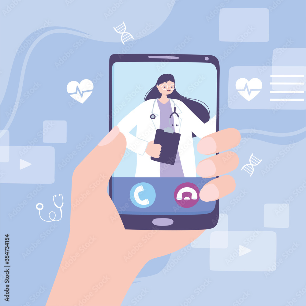 online doctor, hand holds a smartphone with an online clinic app medical advice or consultation service online doctor, hand holds a smartphone with an online clinic app medical advice or consultation service