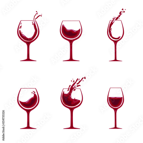 Set of elements for winery label. Grape, bottle,glasses. Vector illustration.