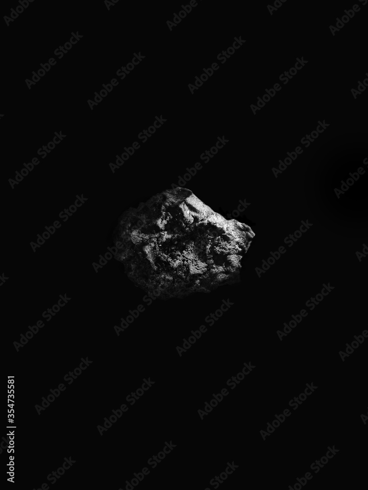 meteorite from space on a black background