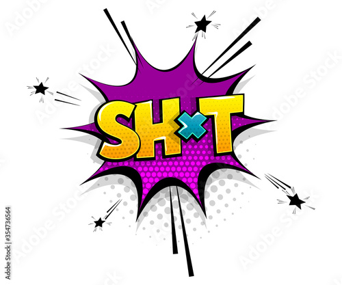 Comic text shit speech bubble pop art style