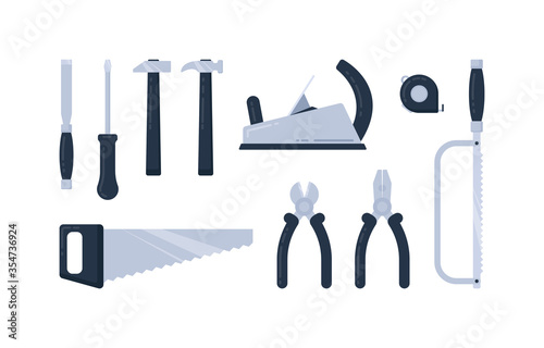 Hand tools for repair. Construction tool collection