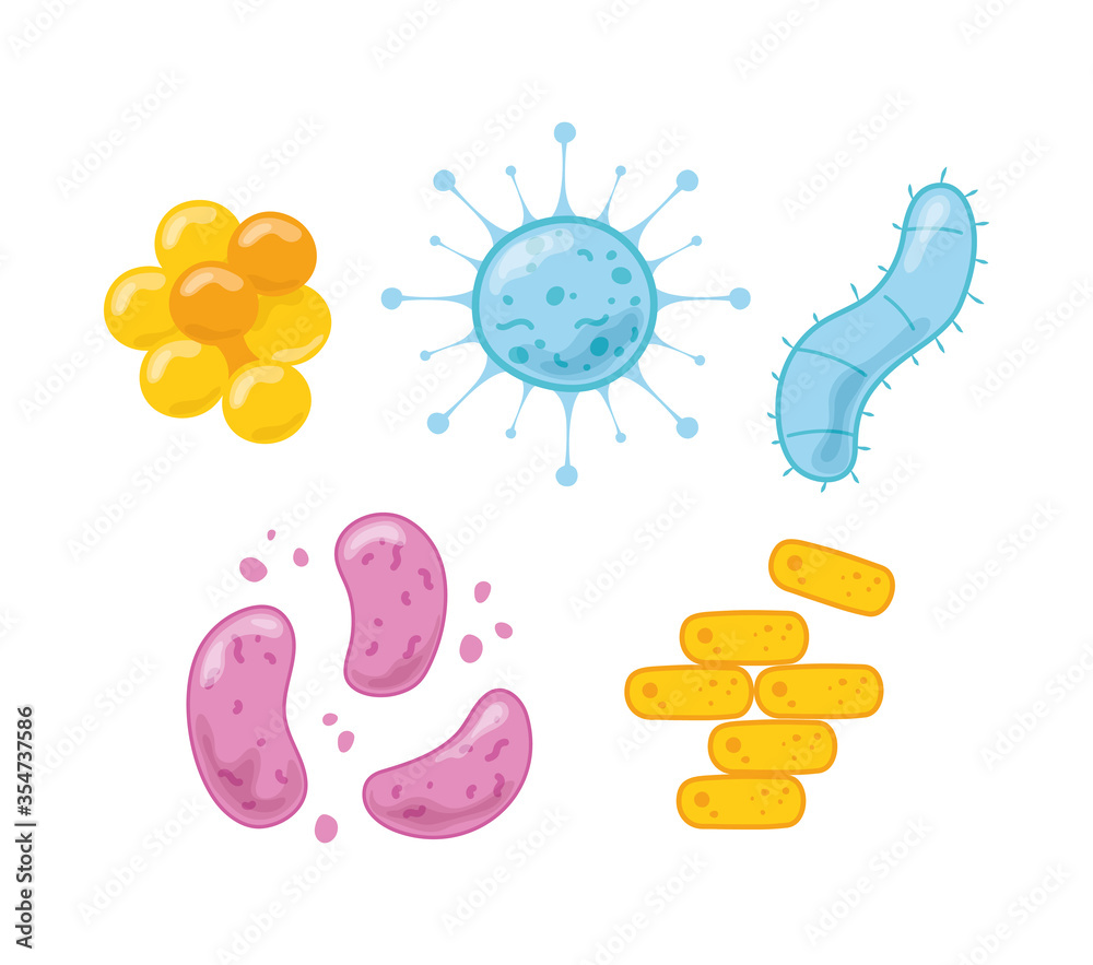bacteria and virus cells molecule science disease set bacteria and virus cells molecule science disease set