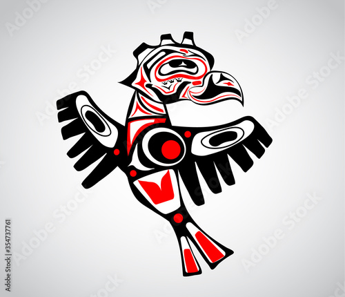 totem bird indigenous art stylization