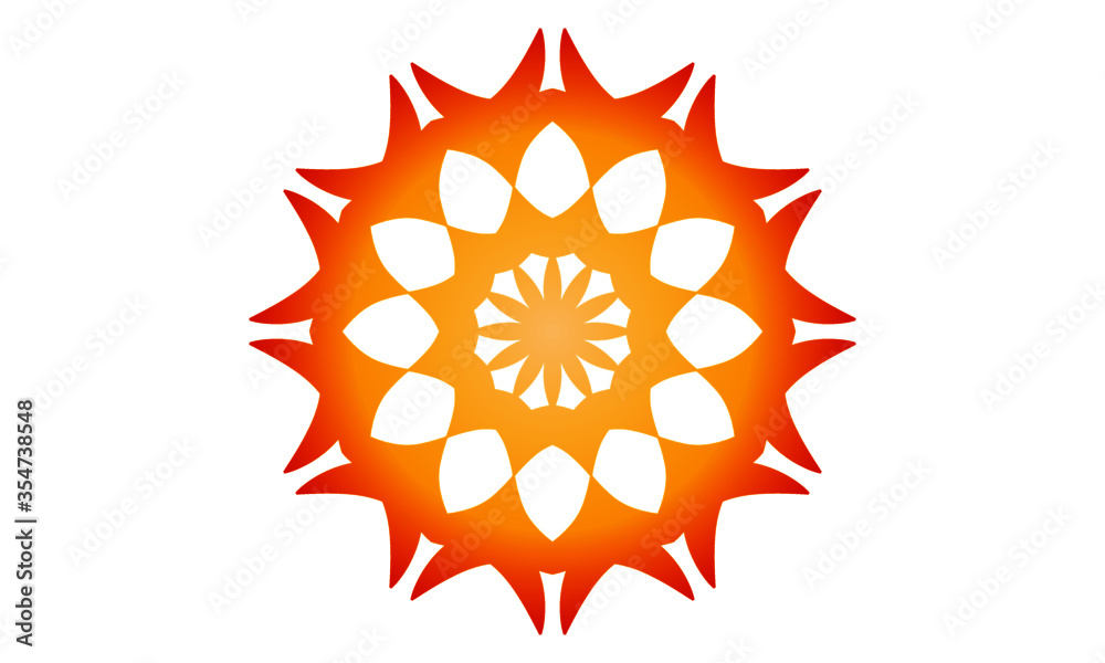 Orange simple mandala icon on white background Orange simple mandala icon on white background