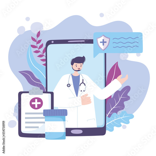 online doctor, doctor smartphone medical report and medication advice or consultation service