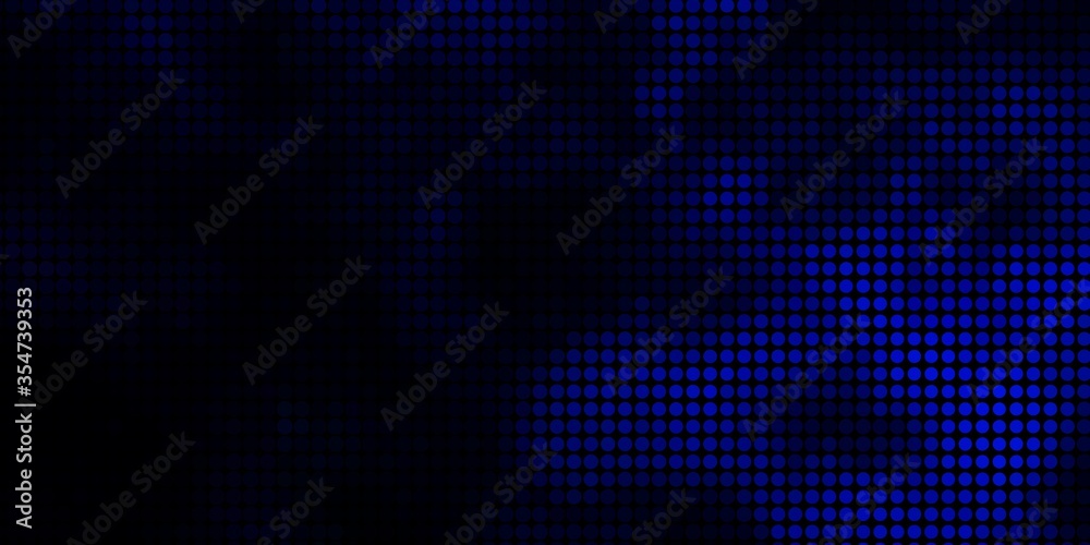 Dark BLUE vector background with spots. Illustration with set of shining colorful abstract spheres. Design for your commercials.