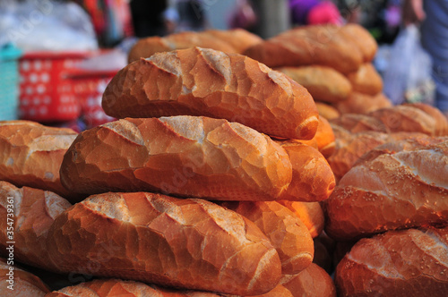 Baguette Bread at the Market Stall