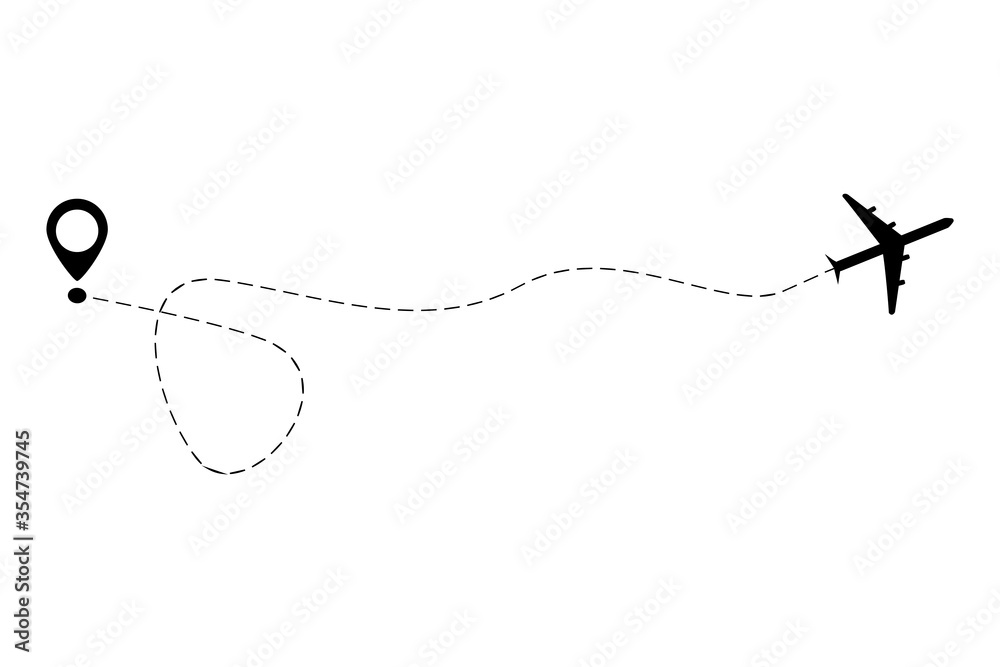 Plane and track icon on a white background Plane and track icon on a white background