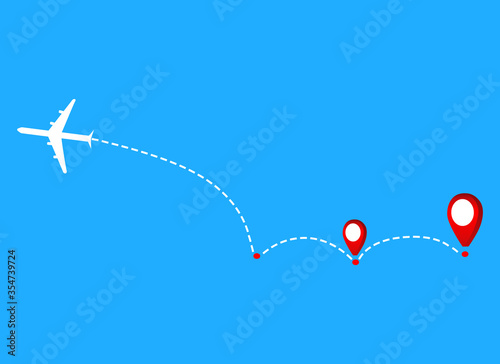 Plane and track icon on a blue background