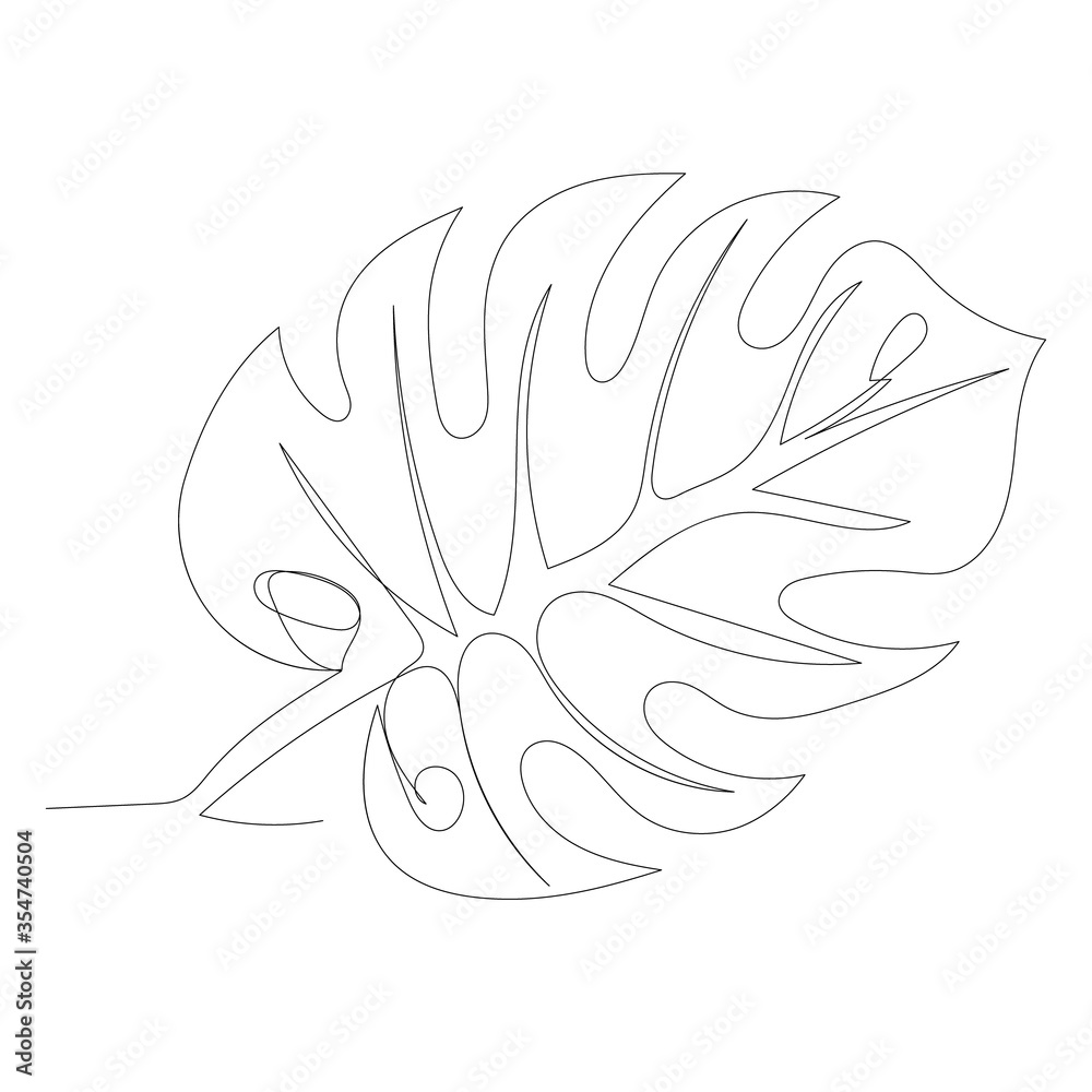  white background, palm leaf continuous line drawing, sketch