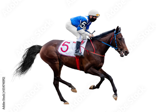 horse racing jockey isolated on white background © Dikkens