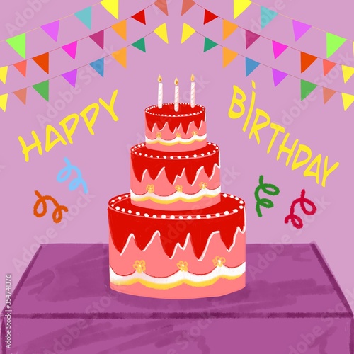 Birthday celebration with delicious cake.