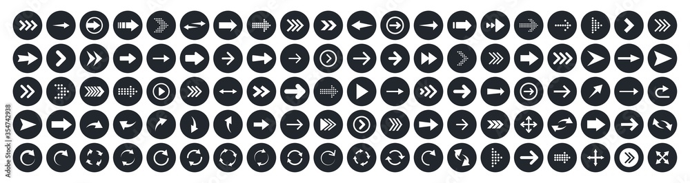 Arrows big black set 100 icons. Arrow icon. Arrow vector collection. Arrow. Cursor. Modern simple arrows. Vector illustration. Arrows big black set 100 icons. Arrow icon. Arrow vector collection. Arrow. Cursor. Modern simple arrows. Vector illustration.