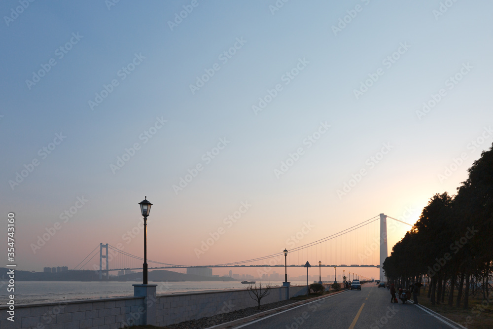 sunset over the bridge