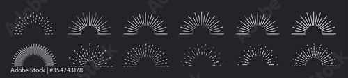 Sunburst set. Big collection sunburst best quality. Star, firework explosion, logo, emblem, tag. Web banner. Vector Illustration.