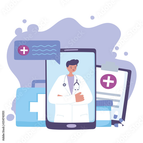 telemedicine, smartphone doctor medical treatment and online healthcare services