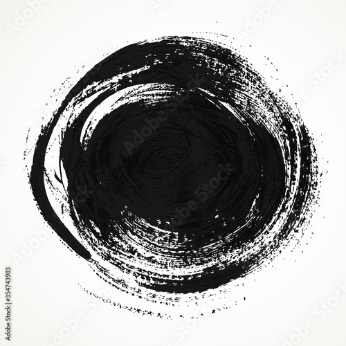 Round smear thick bristle paint brush isolated on a white background