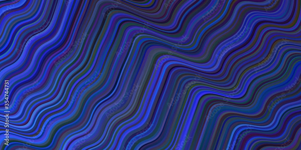 Dark BLUE vector background with curved lines.