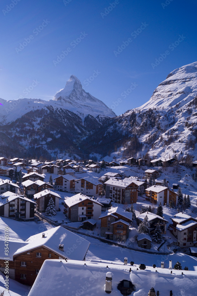 view on Matterhorn - the most beautiful mountain in Swiss Alps