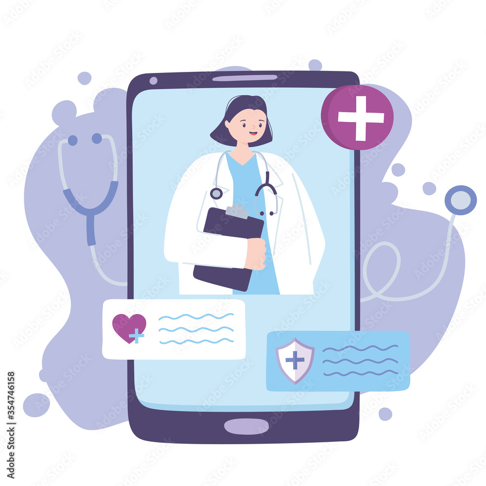 telemedicine, smartphone medical consultation internet with doctor
