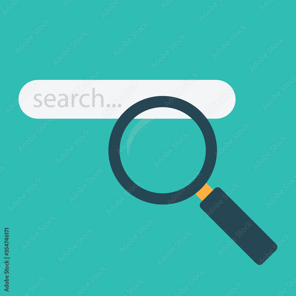 magnifying glass flat vector with search bar icon magnifying glass flat vector with search bar icon