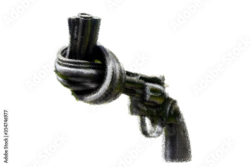 Billede på lærred Illustration of knotted gun. Peace concept.