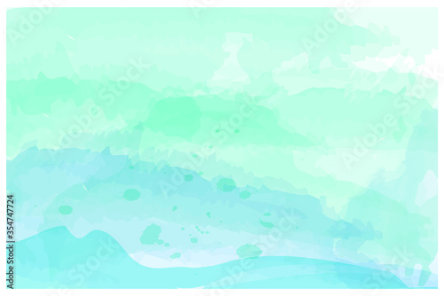 Blue and green watercolor background  art abstract surface watercolor on white paper background