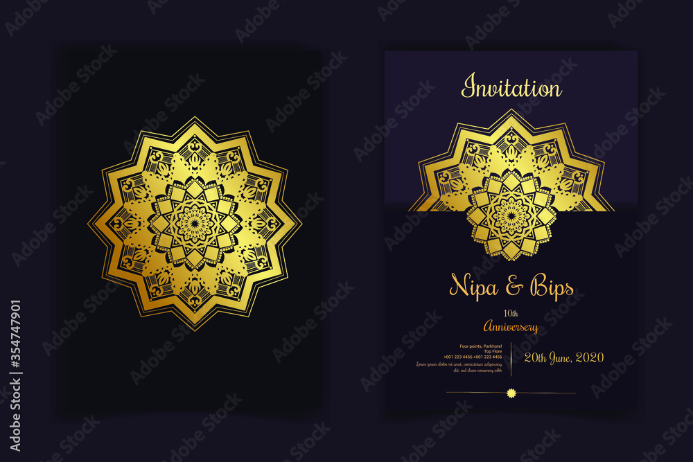 Ornamental Invitation card design with  luxury Mandala