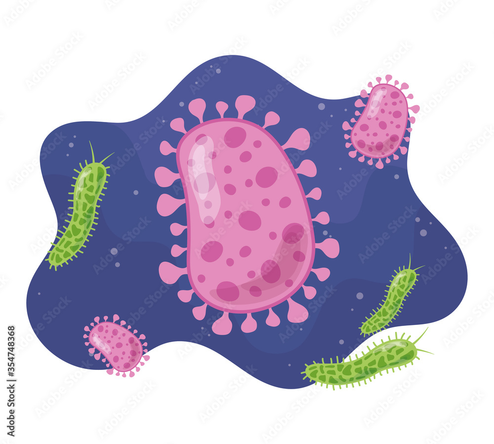 coronavirus microscopic cell bacteria and virus microorganism, disease infection