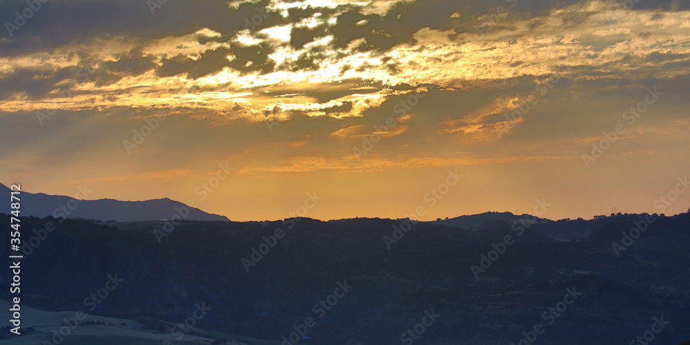 sunset view of the sierra nevada spain
