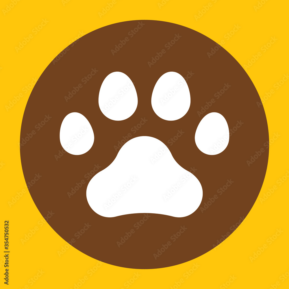 Fototapeta premium Paw. Dog paw print. Vector illustration in retro style.