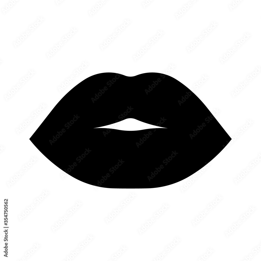 Black lips. Symbol, icon, silhouette, shape of female lips. Vector template. Black lips. Symbol, icon, silhouette, shape of female lips. Vector template.