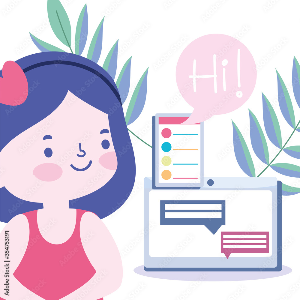 online education, student girl tablet chatting, website and mobile training courses online education, student girl tablet chatting, website and mobile training courses