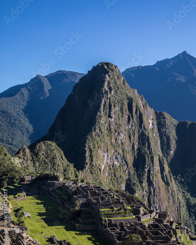 big mountain inca culture with blue sky
