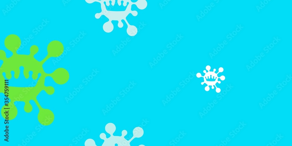 Light blue, green vector backdrop with virus symbols. Light blue, green vector backdrop with virus symbols.