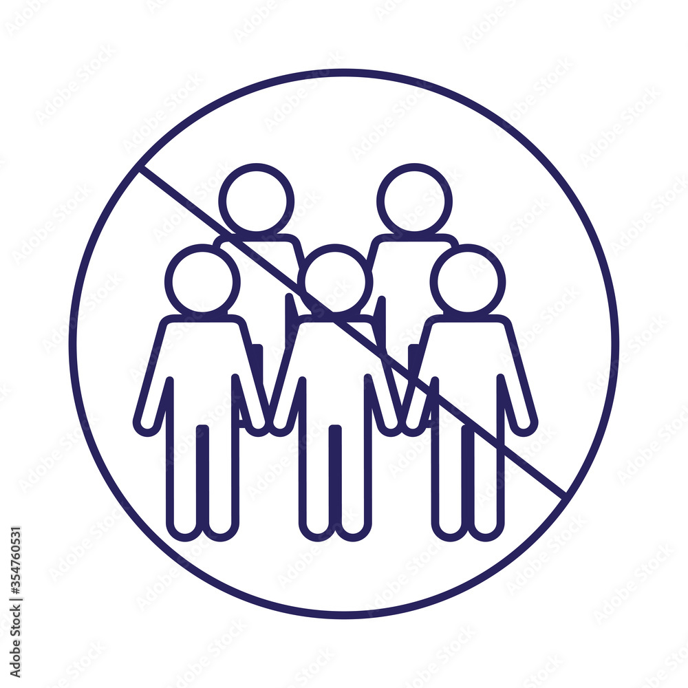 Ban on gathering people line style icon vector design Ban on gathering people line style icon vector design