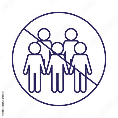 Ban on gathering people line style icon vector design
