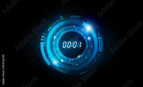 Abstract Futuristic Technology Background with Digital number timer concept and countdown, vector illustration
 photo