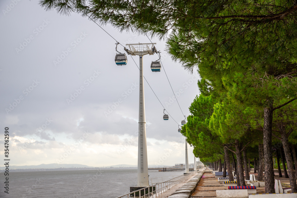 Cable car in Lisbon Portugal, Park of Nations