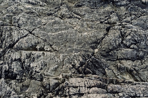 bedrock with dark lines and marks from the coastline of Vancouver Island  photo