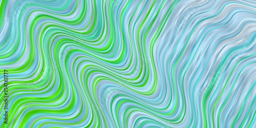 Light Blue, Green vector layout with curves. Gradient illustration in simple style with bows. Best design for your ad, poster, banner.