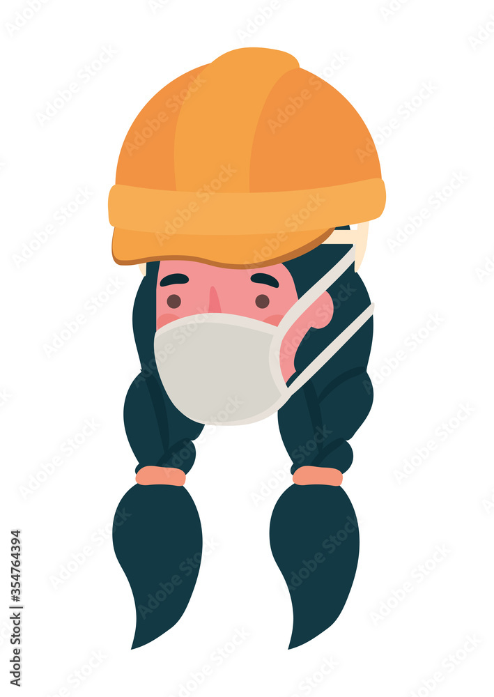 Female constructer with mask vector design Female constructer with mask vector design