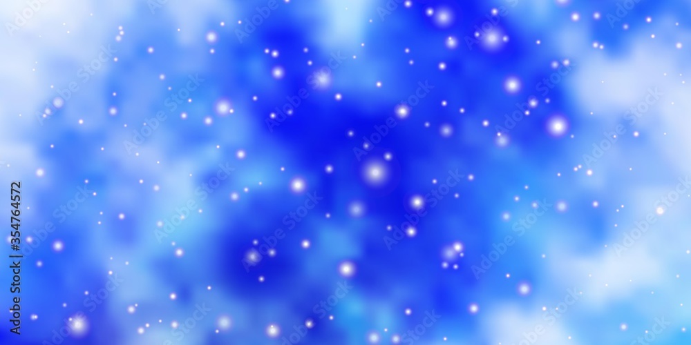 Obraz premium Light BLUE vector template with neon stars. Blur decorative design in simple style with stars. Design for your business promotion.