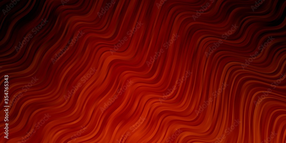 Dark Orange vector background with curved lines. Colorful illustration in circular style with lines. Pattern for ads, commercials.