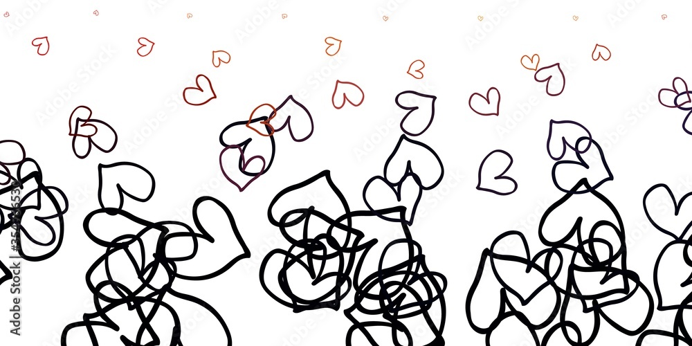 Fototapeta premium Light Blue, Yellow vector pattern with colorful hearts.