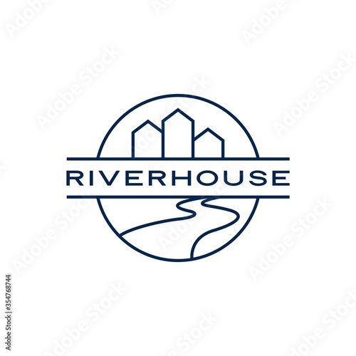 river house logo vector icon illustration