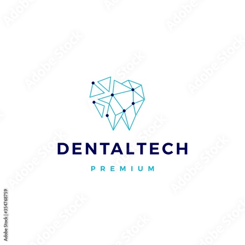 dental geometric tech logo vector icon illustration